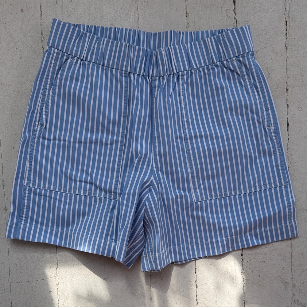 J. Crew Blue and White Striped Bermuda Shorts